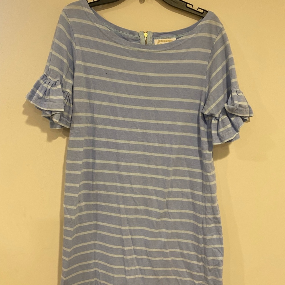 Sail to Sable Light Blue Striped Mini Dress